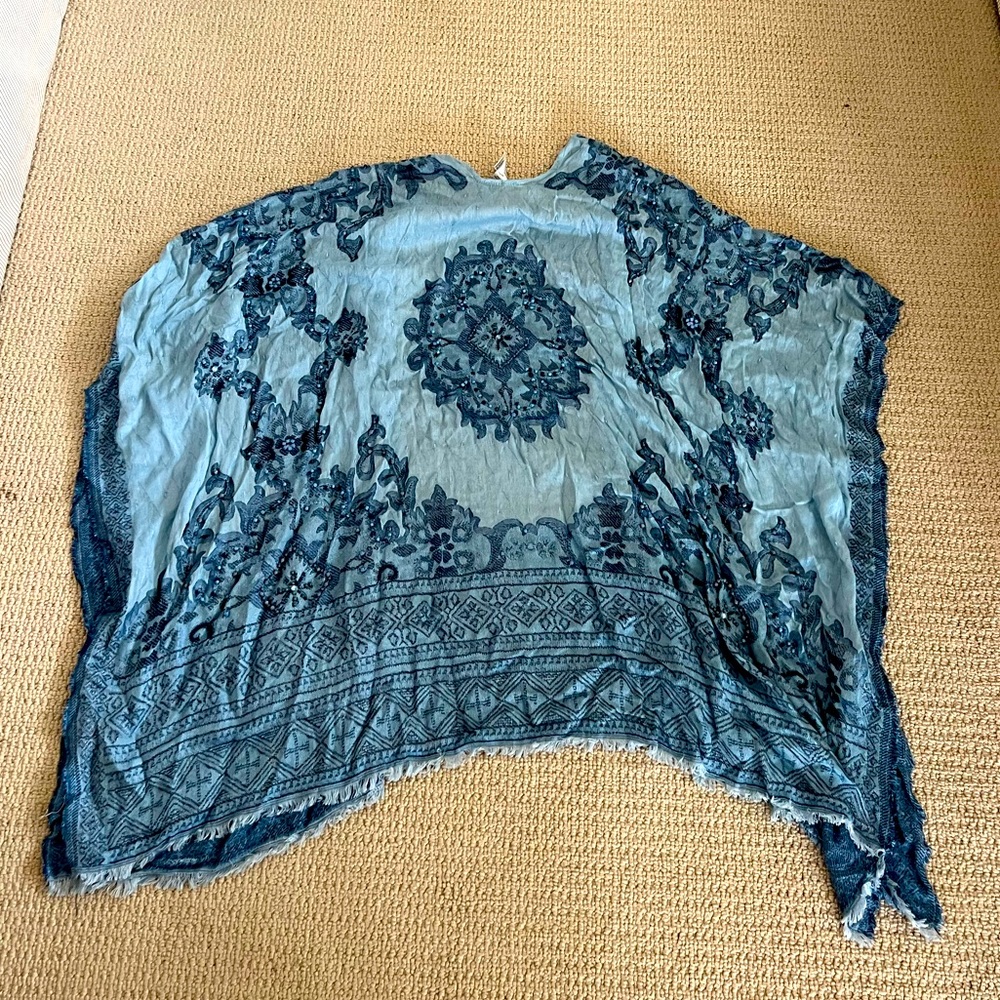 Chicos Beaded Open Front Poncho